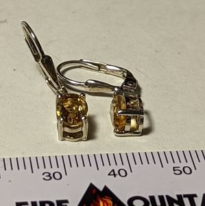 Simple solitaire citrine .925 earrings